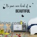 Rumas Removable Wall Stickers Quotes Inspirational for Kids Room - Be Yous Own Kind of Beautiful - Wall Murals for Home Wall Decor - Art DIY Bathroom Decor (Black) - B07H173BKY